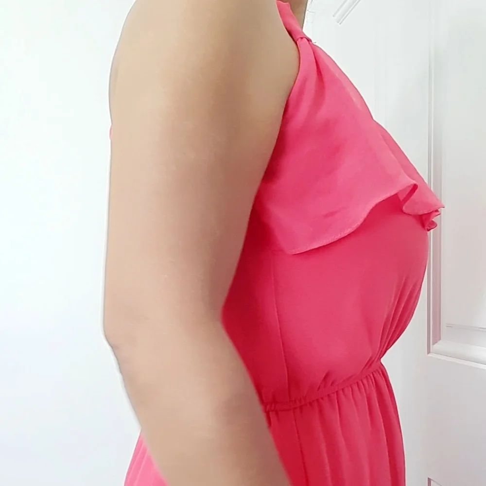 Annabella Silk Ruffles Coral Dress - Picture 8 of 13